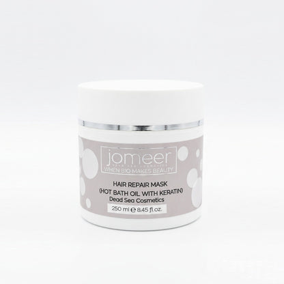 Jomeer dead sea hair repair mask jar on a white background