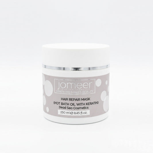 Jomeer dead sea hair repair mask jar on a white background